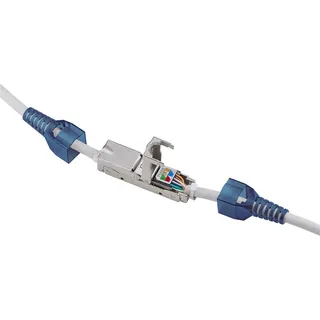 goobay 79579 Werkzeugloser Kabel, Verbinder "slim" CAT 6A, STP geschirmt - zum Verbinden von zwei Netzwerk-Installationskabeln