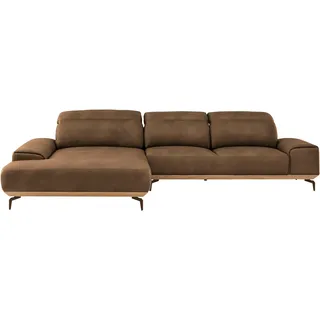 Musterring Wohnlandschaft "MR 2490 Ecksofa mit erstklassigem Sitzkomfort, Long-Life-Leder" Bronze-Fuß Sitzhöhe 46cm, wahlweise mit Funktionen, Maße 342 x 207 cm, fango, b