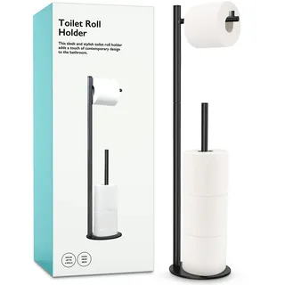 Toilettenpapierhalter Ständer, Badezimmer Toilettenpapierrollenhalter Ständer mit Reserve, Stehender Toilettenpapierhalter mit Aufbewahrung