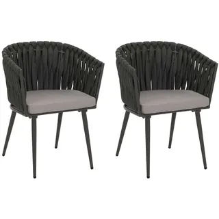 Mendler 2er-Set Aluminium-Gartenstuhl 61 x 61 x 82 cm grau/silber