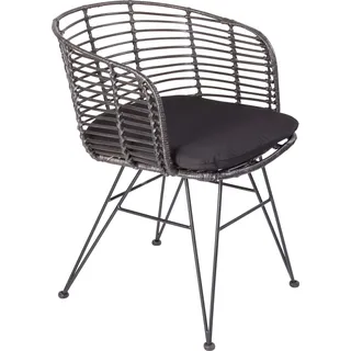 Esszimmerstuhl Rattanstuhl Farbe anthrazit inkl. Sitzkissen NAIROBI - Dunkelgrau