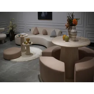 Modernes Esszimmer-Set Exklusiver Rundtisch Stilvolle Eckbänke 5tlg