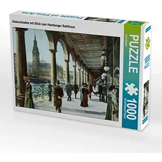 Calvendo Puzzle Alsterarkaden mit Blick zum Hamburger Rahthaus 1000 Teile Puzzle quer | Lege-Größe cm Foto-Puzzle für glückliche Stunden