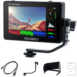 FEELWORLD F6 PLUSX 5.5 Inch 1600nit High Bright DSLR Camera Field Touch Screen Monitor with HDR 3D Lut Small Full HD 1920x1080 IPS Video Peaking Focus Assist 4K HDMI