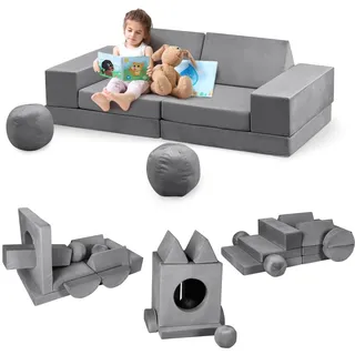 GarveeLife Kinderbett, ausziehbares Kindersofa mit 12 Modulen, Futon, faltbar, Möbel für Kinderzimmer, Schlafzimmer, Spielzimmer