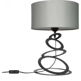 Orbit Lampenschirm Tischlampe Modern - Elegante Nachttischlampe - Tischleuchte E27 - 45x30 cm - Schwarz und Grau - Orbit - Schwarz, Grau