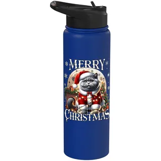 Britisch Kurzhaar Katze Weihnachten British Shorthair Cat Stainless Steel Insulated Water Bottle