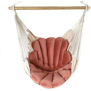 Love Gifts® Hängesessel mit 2 Kissen Muschelform und Deckenhaken-Kit 130/100 cm - 150kg Belastbar, Hängestuhl für Erwachsene & Kinder, Hängesitz - Rosa