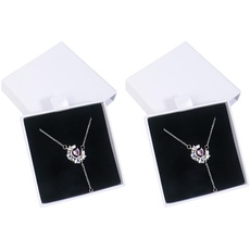 Nideen 2 Stück Geschenkbox Schmuck, 7× 7× 1,7 cm Geschenkbox Armband Geschenkbox mit Deckel Geschenkschachtel für Halskette/Ohrringe/Ring(Weiß)