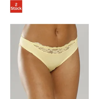 Slip NUANCE, Damen, Gr. 36/38, 2 Stk., 2xzitrone, Microfaser, Obermaterial: 85% Polyamid, 15% Elasthan, körpernah, Unterhosen Slip, mit Spitzeneinsatz vorne