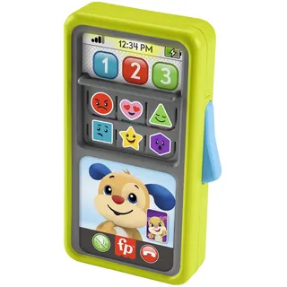 FISHER-PRICE Lernspaß 2-in-1 Smartphone - Spielzeugtelefon mit Lichtern und 75+ Liedern, mit Lernspaß-Hündchen und Hundefreundin Zahlen und Formen Lernen, spricht deutsch, ab 9 Monaten/ 1 Jahr, HNL47