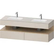 Duravit Qatego Einbauwaschtisch mit Konsolenwaschtischunterbau, 1600x550x600mm, Nische Eiche Natur, Doppelwaschtisch, QA4797030, Farbe: Taupe Matt