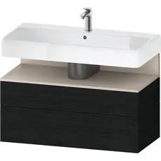 Duravit Qatego Waschtischunterbau, 1 Auszug und 1 Schublade, 990x470x590mm, Nische Taupe Matt, QA4395091, Farbe: Eiche Schwarz/mit Nischenbeleuchtung