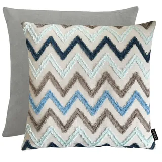 Dekokissen APELT "Ravenna mit Wendefunktion", grau, blau, natur, bestickt, B:45cm H:10cm L:45cm, Mischgewebe, Dekokissen_Sitzkissen_Kissenhüllen, Dekokissen, inclusive Soft-Kissenfüllung 100% PES