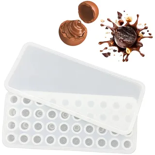 Vordpe Silikonform Kugel mit Deckel, Pralinenform Silikon, Ø 1,7cm Kugelform 40 Löcher, Kugeln Backform für Mousse, Silikon Schokoladenform für Diy Kuchen, Gelee, Schokolade