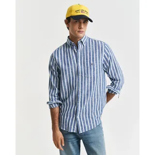 Gant Langarmhemd »REG COTTON/LINEN STRIPED SHIRT« Streifen, luftig, Leinen, blau
