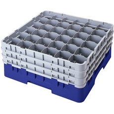 Voetglazenkorf m/2 opzetstukken 500x500 H 184mm max 133mm 36 comp. Cambro 36S434-168 Blue