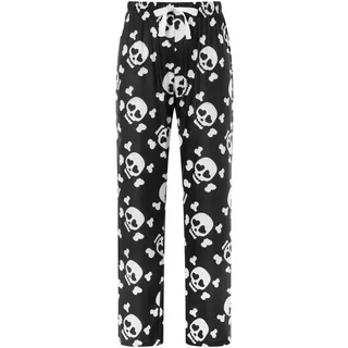CheJooe Damen Halloween Pyjamahose, Totenkopf bedruckte Pyjamahose, Damen elastische Taille süße lange Freizeithose, Heimkleidung, Pyjama (Farbe: Schwarz, Größe: M)