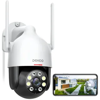 DEKCO 2K Überwachungskamera Aussen WLAN, 350°/90° Schwenkbar WLAN Kamera Outdoor, 3MP WiFi Kamera mit Automatische Verfolgung, 30m Nachtsicht in Farbe, 2-Wege Audio, IP66...