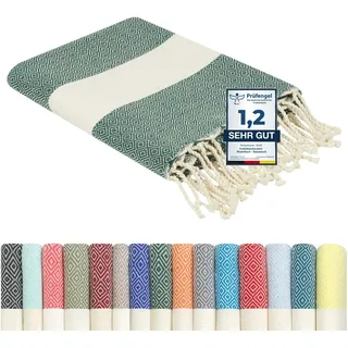 furora Holiday Strandtuch groß 100x200 cm: Baumwolle, leicht lang dünn kompakt - Premium Qualität | Hamamtuch Saunatuch, Fouta Strandhandtuch XXL | Damen & Herren Badetuch Stranddecke Picknickdecke