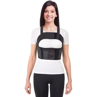 TOROS-GROUP Frauen Brust-Korsett mit Brustgurt mit Hosenträger Ideal bei koronaren postoperativen gebrochenen Rippen und Brustbein Schwarz X-Large
