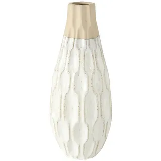 Boltze Home Blumenvase Malia 35 cm , Weiß , Keramik , 35 cm , Dekoration, Vasen, Keramikvasen