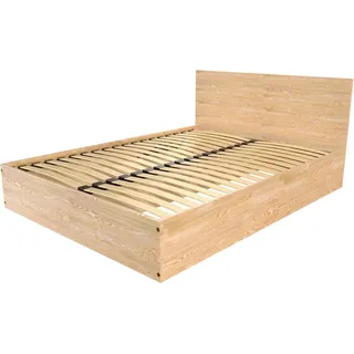 Bettkasten 2 Sitzer aus Holz mit Kopfteil - 160x200 - Naturlack