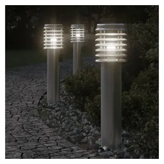vidaXL Wegeleuchte mit Steckdose Silbern 60 cm Edelstahl