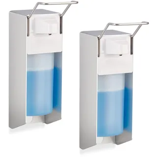 Relaxdays Seifenspender 500ml Silber/Weiß