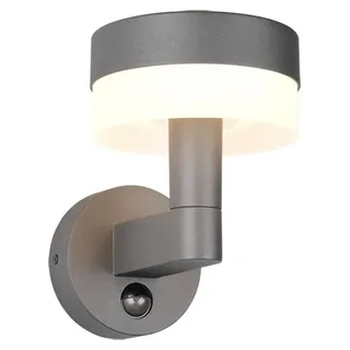 LED Außenwandleuchte, Bewegungsmelder, Alu, anthrazit, H 22,5 cm - Grau