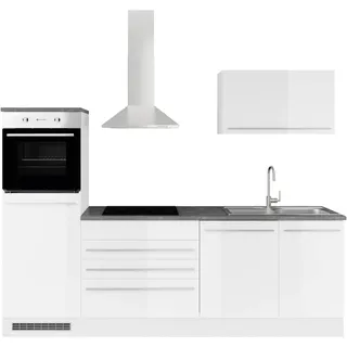 BASIC by Balculina Küchenzeile Jazz 260 cm Weiß Hochglanz