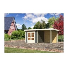 Karibu Holz-Gartenhaus Kumla 3 Terragrau Pultdach Lackiert 240 cm x 240 cm