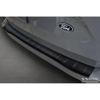 Avisa Matt-Schwarz Edelstahl Heckstoßstangenschutz kompatibel mit Ford Transit Custom & Tourneo Custom (V710) 2023- / Volkswagen Transporter T7 2024- 'Ribs', Mattschwarz