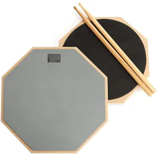 Tebery 12 Zoll Drum Practice Pad, mit 5A Drum Sticks, 2-seitig Silent Rubber Pad für Anfänger, Grau, 30.5cm