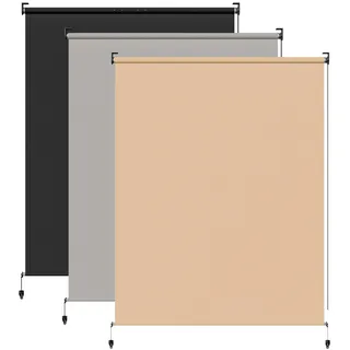 BelleMax Außenrollo Senkrechtmarkise Außen, Khaki, 140x140cm(BxH) | aussenrollo Wetterfest Windschutz Sichtschutz, sonnenschutzrollo Outdoorrollo, Vertikalmarkise für Terrasse & Balkon