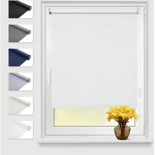Eurohome Verdunkelungsrollo Thermo Rollo 120x160cm (Stoffbreite 116 cm) Weiß Klemmfix ohne Bohren mit gleichfarbige Beschichtung Seitenzugrollo Oeko-TEX Standard 100 Klemmrollo für Fenster & Tür