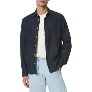 Marc O'Polo Herren Leinenhemd Langarm Regular Fit, Blau (Dark Navy), M