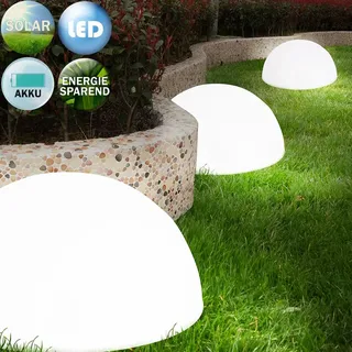 DEUBA® Solarlampe für Außen 3er Set LED Wetterfest IP44 Dämmerungssensor Solar Kugel Hängend Weiß Garten Wand Leuchte Außenleuchte Balkon Deko - Weiß