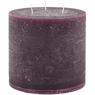 Chic Antique Macon rustikale Stumpenkerze Kerze Antik Altarkerzen 100% Paraffin lange Brenndauer mit 3 Dochten H15/D15 cm Pflaume