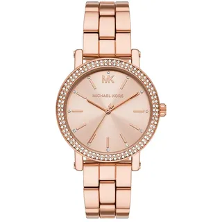 Michael Kors Corey Damen 38MM Roségoldfarbene Edelstahluhr, MK7548