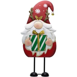 TERESA'S COLLECTIONS Weihnachten Deko,Gartendeko für Draußen,48cm Metall Weihnachtswichtel für Weihnachtsdeko Innen,Weihnachtsdeko Aussen mit Roter Santa Tomte Gnom, Wichtel Xmas(M)