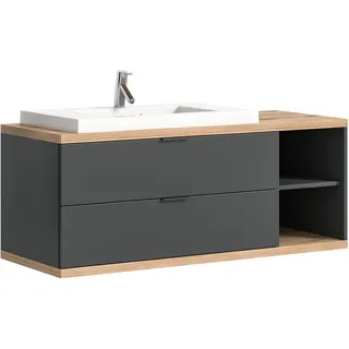 WELLTIME »Sencillo, Waschbeckenunterschrank inkl. Mineralguss Waschbecken« Set, 1 Stk. tlg. Sencillo, Waschbeckenunterschrank,2 Schubladen, 2 offene Fächer