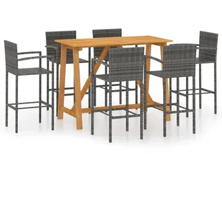 vidaXL 7-tlg. Gartenbar-Set Grau - Grau