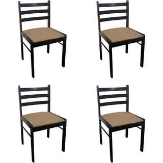 vidaXL Esszimmerstühle 4 Stk. Braun Gummibaum Massivholz und Samt