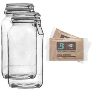 2x 2500 ml Drahtbügelgläser + 2x 67 Gramm 58% Feuchtigkeitspads
