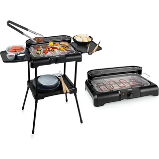 Gesundes Grillen Elektro Camping Grill für Balkon ohne Rauch, große Grillfläche