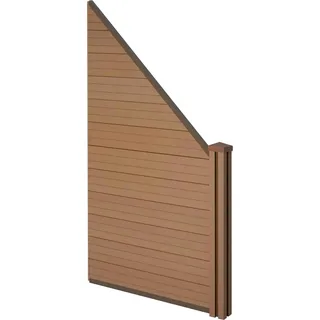 WPC-Sichtschutz Sarthe, Windschutz Zaun, WPC-Pfosten Erweiterungselement schräg rechts, 0,98m teak - Braun