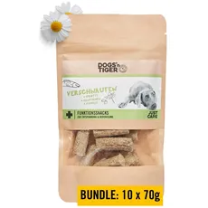 Dogs'n Tiger – “Verschnaufen” Hunde Snack zur Entspannung & Beruhigung – artgerechte Hundeleckerlis mit Sprotte, Hanfsamen & Kamille – ohne Zucker, Getreide & künstliche Aromen (10 x 70g)