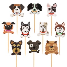 30 Stück Hunde Cupcake Topper, süße Hunde-Welpengesichter, Kuchen Deckel, Party Dekorationen für Hunde Welpen Motto Party, Kindergeburtstag, Babyparty, Partyzubehör
