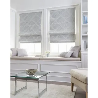 Curtainworks 6Z200607SV Damast-Fensterschirm, 114,3 cm B x 162,6 cm L, Silber